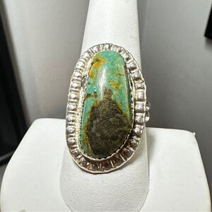 Possible Navajo,‎ stamped Turquoise and sterling silver ring, size 9!